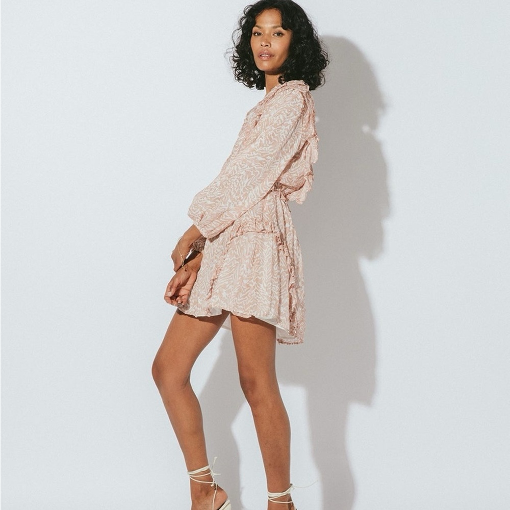 NWT Cleobella Zaria Mini Dress in Blush Zebra Print size large